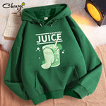 Fall Thin Short Green Hooded Women's Sweater