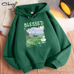 Fall Thin Short Green Hooded Women's Sweater