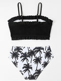 Print Strappy High Waist Bikini for Girls