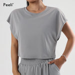 Loose Yoga Top Summer Women Short Sleeve Gym Wear