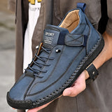 Hand-stitched Leather Shoes for Men Hiking Shoes Men Big Size 47 48