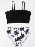 Print Strappy High Waist Bikini for Girls