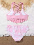 Girls Ruffle High Waist Bikini.