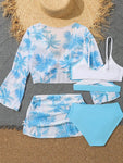 4 Pieces Bikini Top & Skirt for Girls Swimsuit