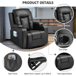 Leather Recliner with Heated Massage Ergonomic Chair