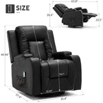 Leather Recliner with Heated Massage Ergonomic Chair