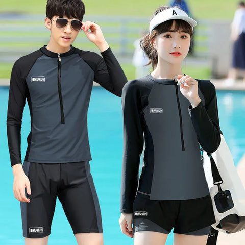 Surf 2024 Couple Two Piece Long Sleeve Swimsuit.