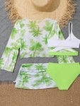 4 Pieces Bikini Top & Skirt for Girls Swimsuit