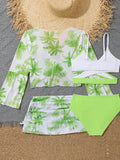 4 Pieces Bikini Top & Skirt for Girls Swimsuit