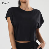 Loose Yoga Top Summer Women Short Sleeve Gym Wear