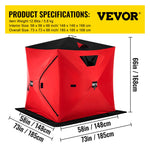 VEVOR Ice Fishing Winter Large Space Thick Windproof Waterproof Snow Camping Tent